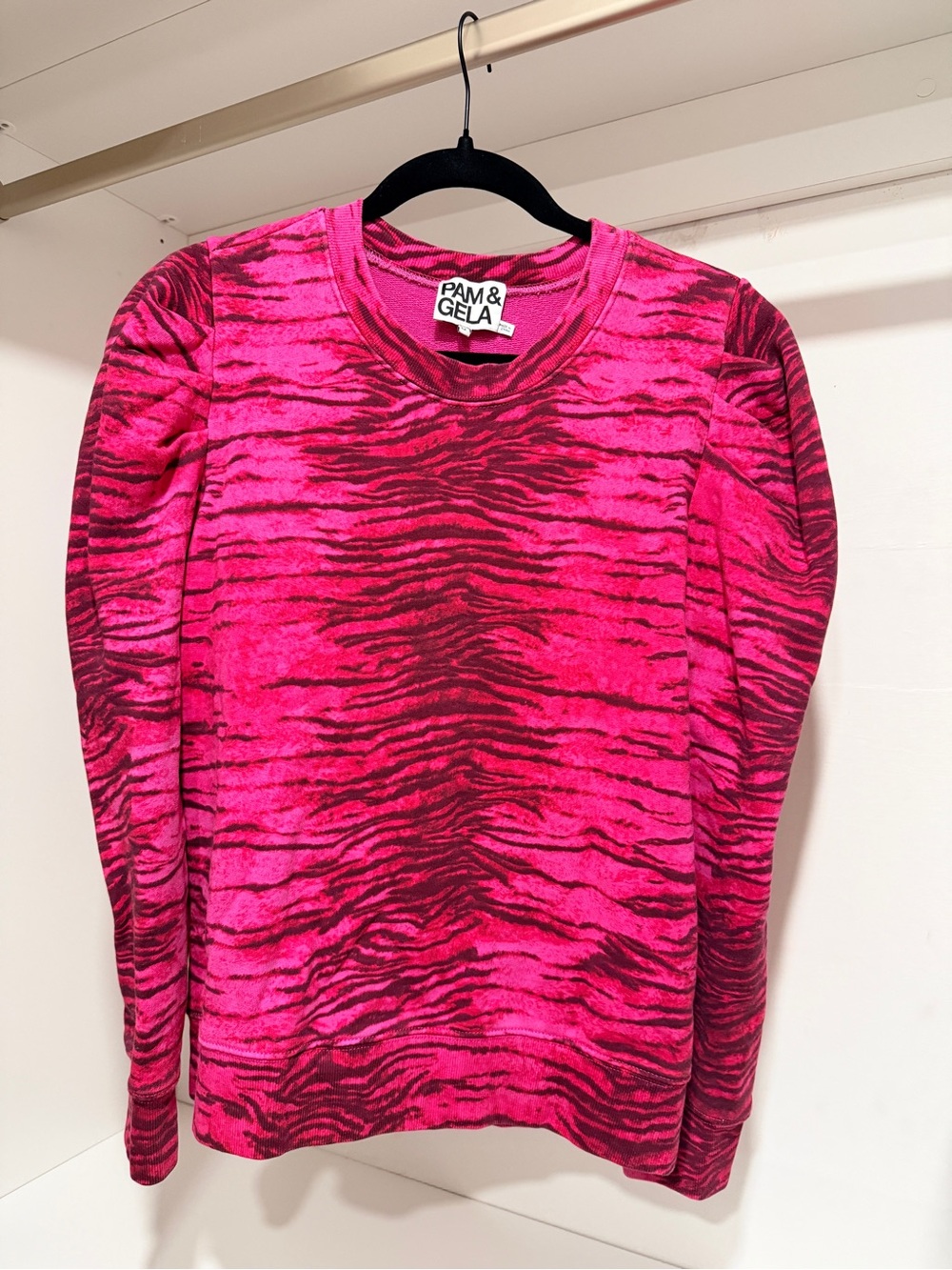 Pam & Gela Hot Pink and Dark Stripe Crewneck